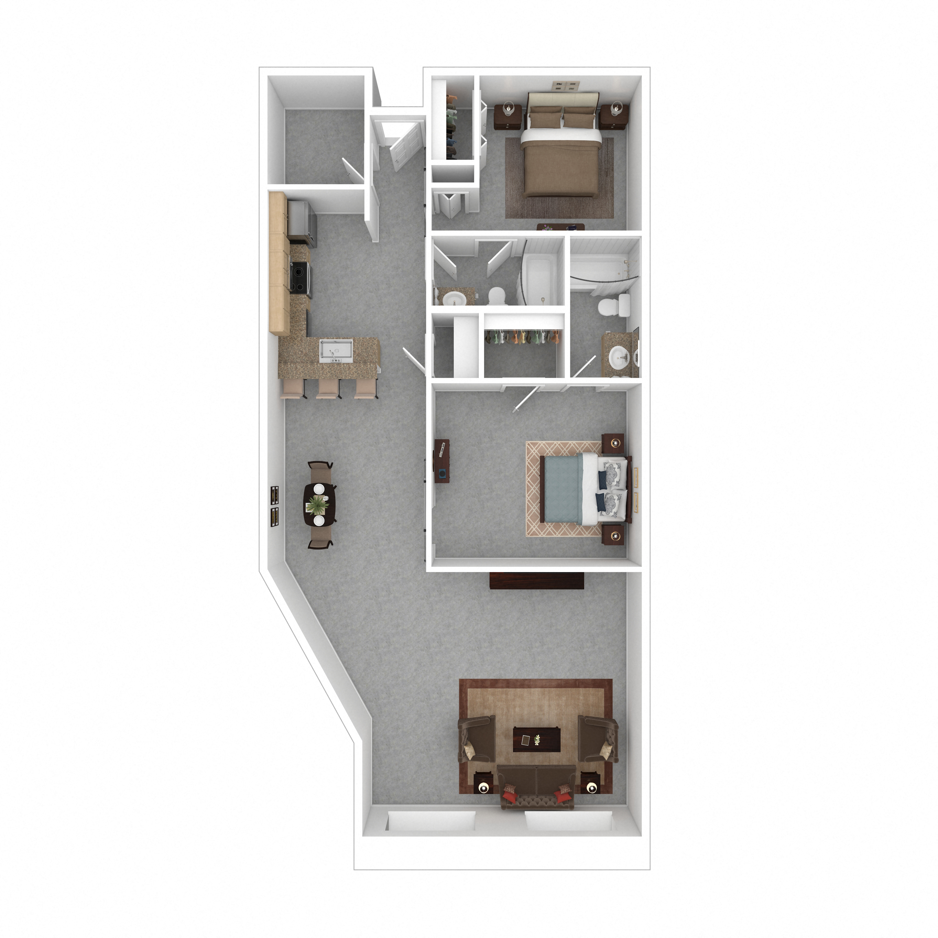 Floor plan for 2 beds, 2 baths, 1535 sqft
