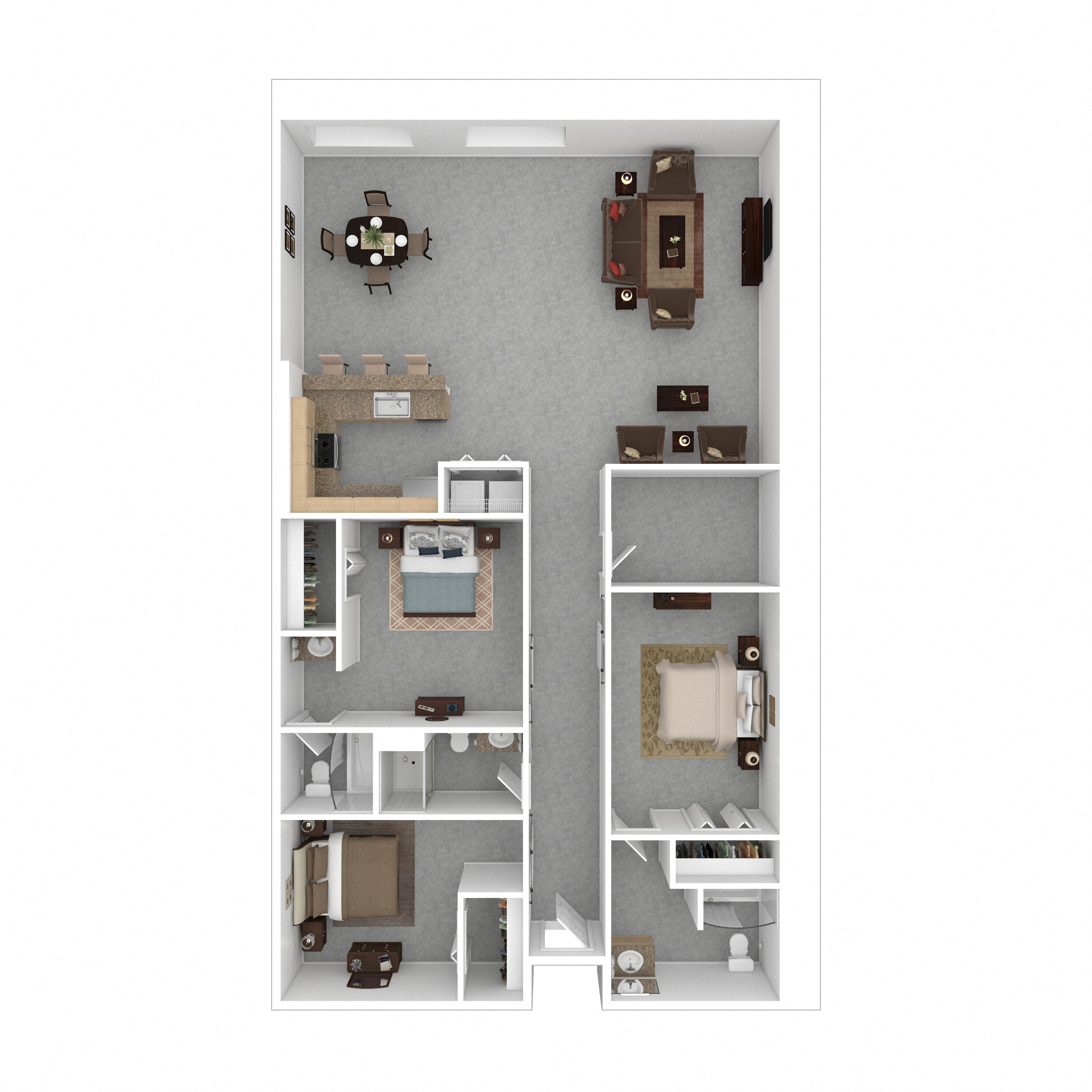 Floor plan for 3 beds, 3 baths, 1885 sqft