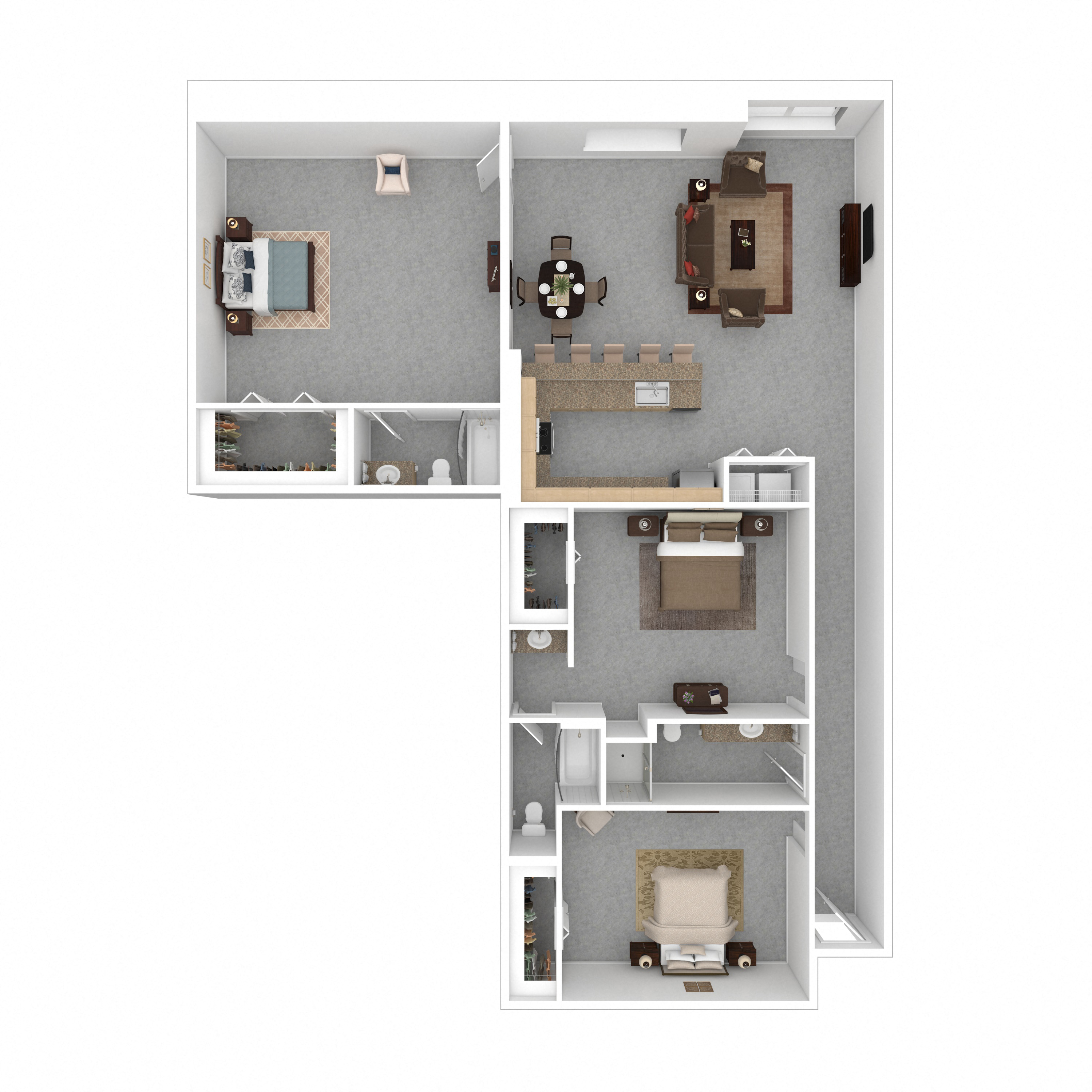 Floor plan for 3 beds, 3 baths, 1913 sqft
