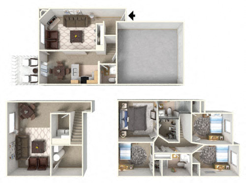 Floor plan for 4 beds, 2.5 baths, 1750 sqft