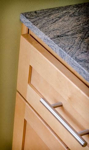 Danville apartment for rent - a kitchen counter with drawers and a granite counter top
