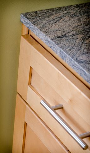 Danville apartment for rent - a kitchen counter with drawers and a granite counter top