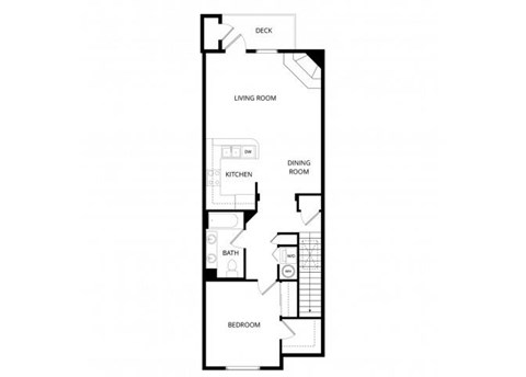 Floor plan for 1 bed, 1 bath, 830 sqft