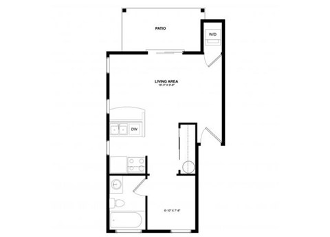 Floor plan for studio, 1 bath, 425 sqft
