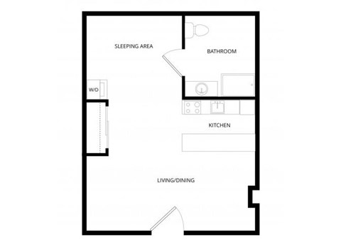 Floor plan for studio, 1 bath, 427 sqft