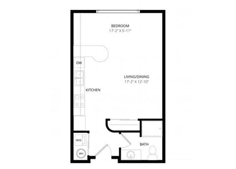 Floor plan for studio, 1 bath, 460 sqft