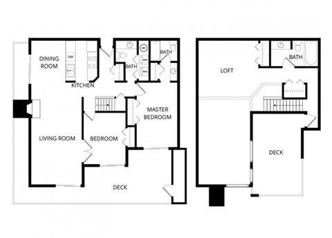 Floor plan for 2 beds, 2.5 baths, 1495 sqft