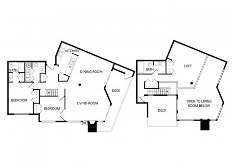 Floor plan for 2 beds, 2.5 baths, 1686 sqft