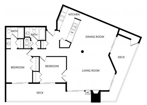 Floor plan for 2 beds, 2 baths, 1197 sqft