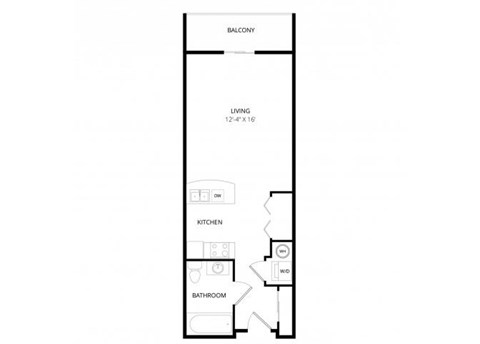 Floor plan for studio, 1 bath, 473 sqft