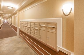 Middlefield apartment for rent - a view of the mailboxes in the hallway of a building
