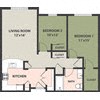Floor plan for 2 beds, 1 bath