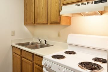 Cincinnati apartment for rent - a kitchen with a stove and a sink