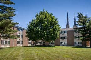 Peoria apartment for rent - a tree in front of a building on a lawn