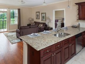 Maplewood apartment for rent - a kitchen and living room with a granite counter top