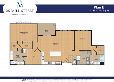 Floor plan for 2 beds, 2 baths, 1744 sqft