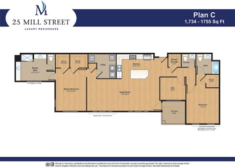 Floor plan for 2 beds, 2 baths, 1765 sqft