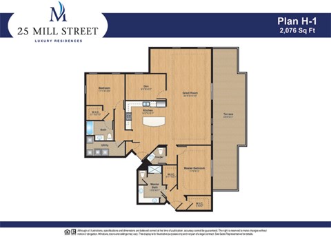 Floor plan for 2 beds, 2 baths, 2076 sqft
