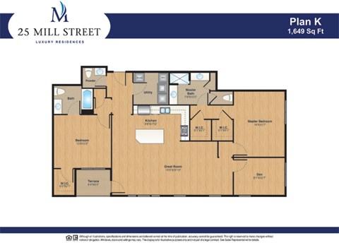 Floor plan for 2 beds, 2 baths, 1650 sqft