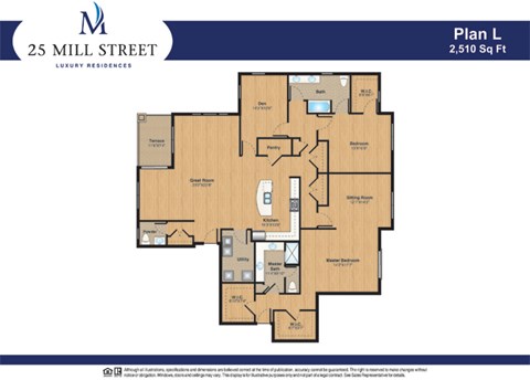 Floor plan for 2 beds, 2 baths, 2510 sqft