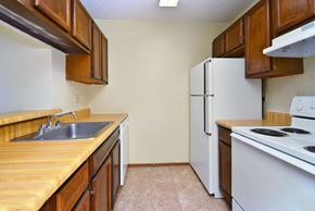 Beaumont apartment for rent - a kitchen with a stove refrigerator and a sink