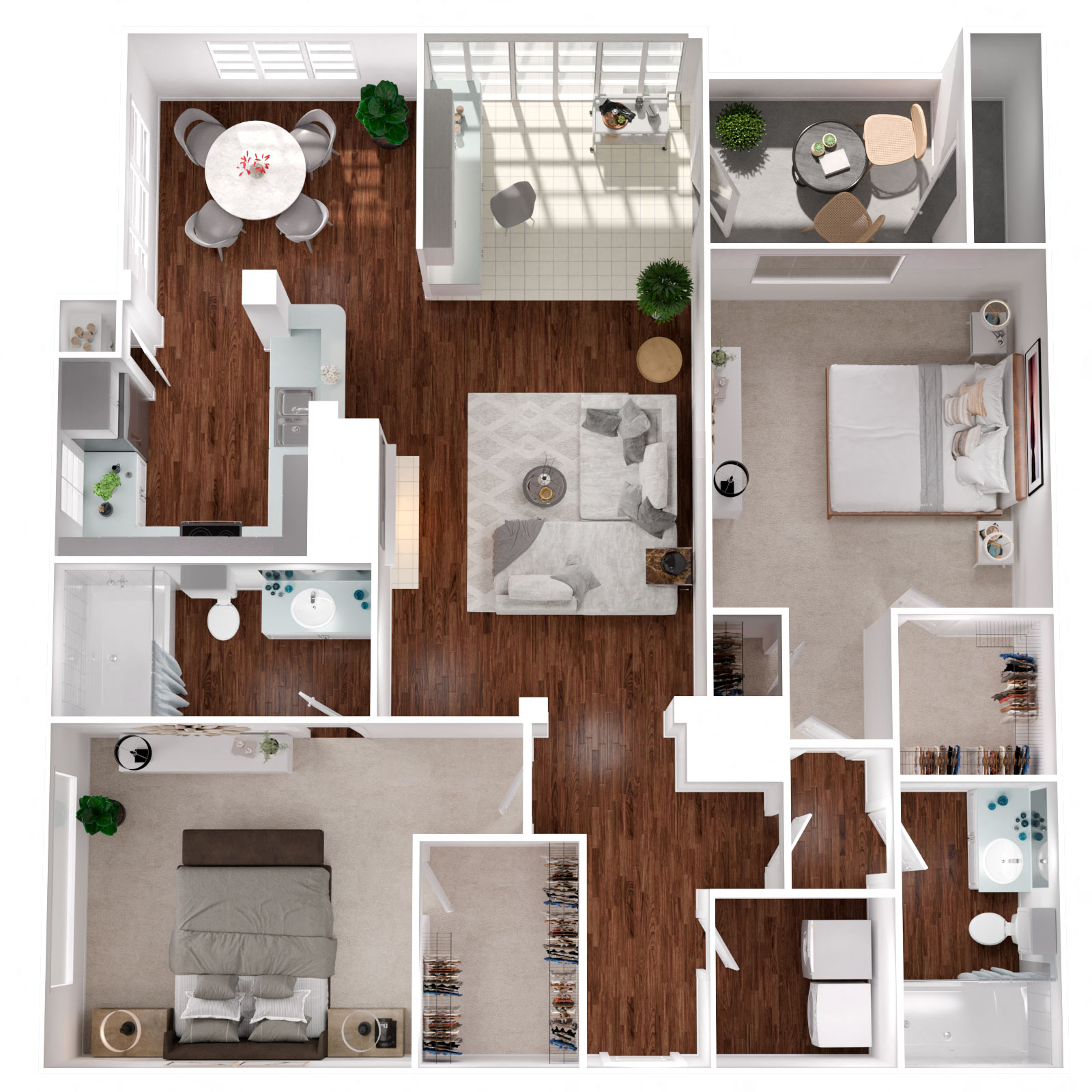 Floor plan for 2 beds, 2 baths, 1140 sqft