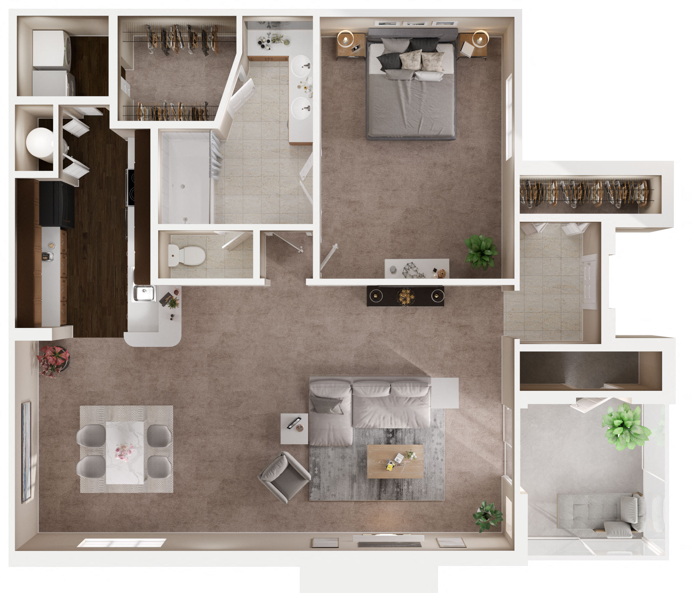 Floor plan for 1 bed, 1 bath, 1313 sqft
