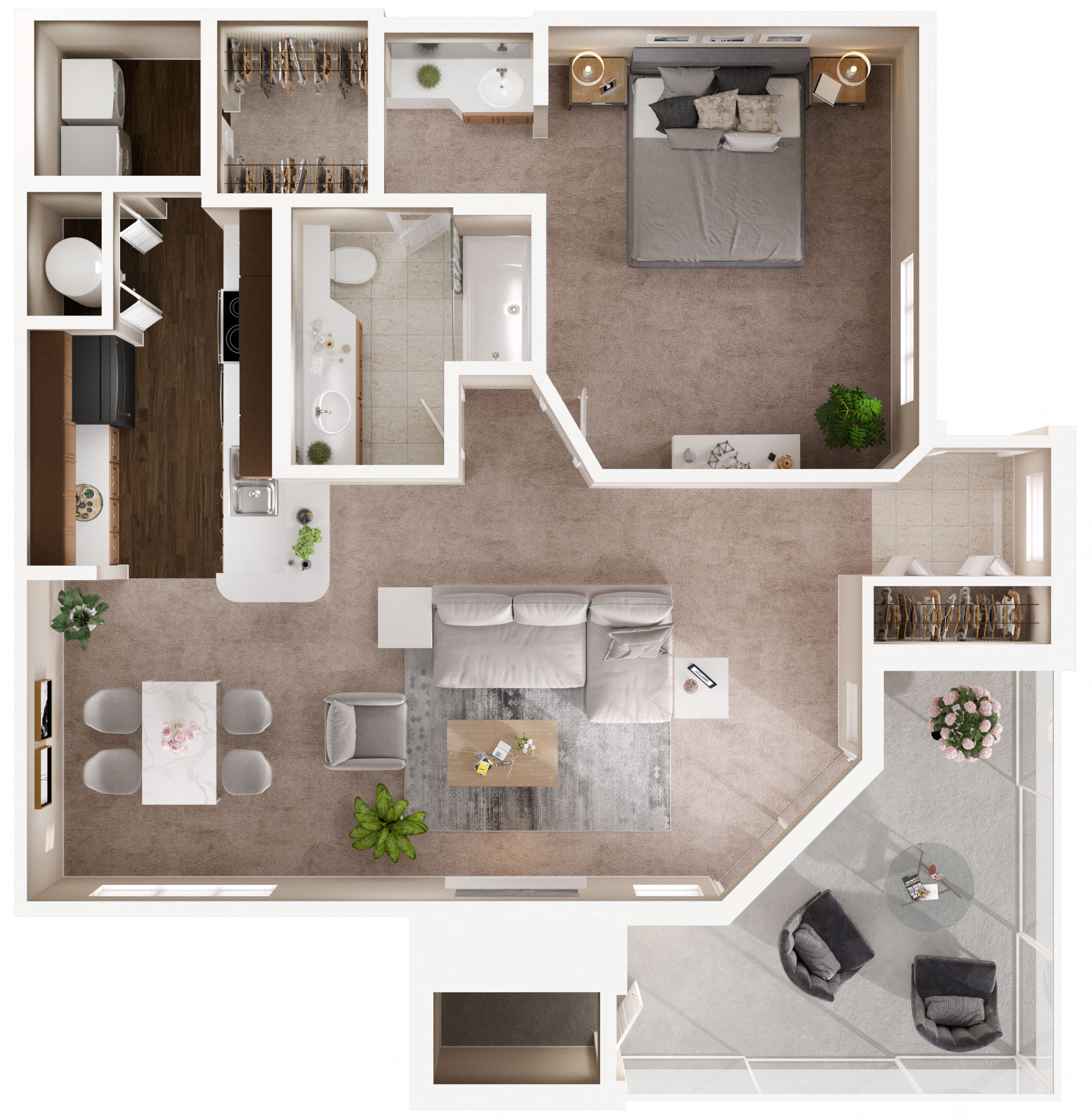 Floor plan for 1 bed, 1 bath, 1098 sqft