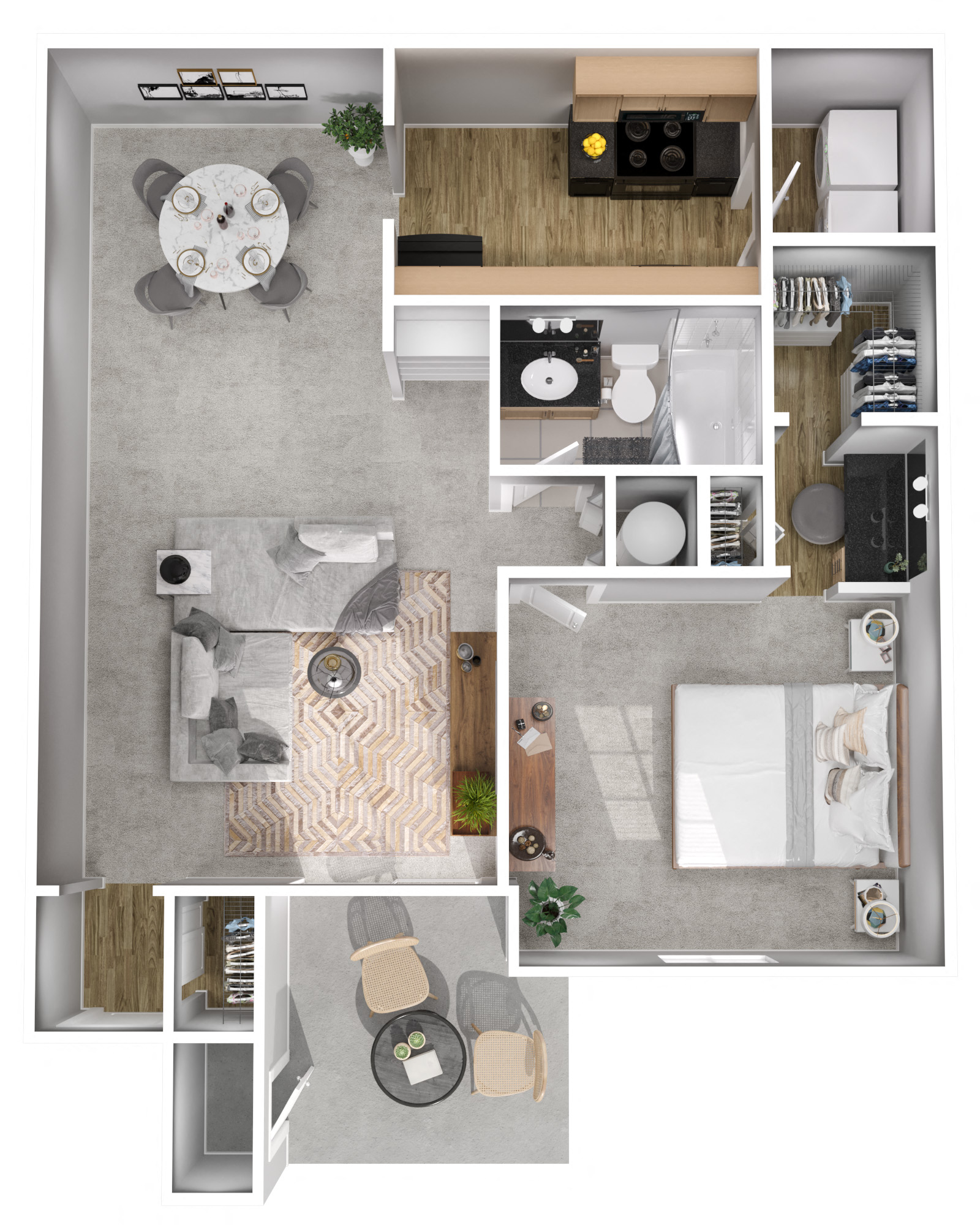 Floor plan for 1 bed, 1 bath, 830 sqft