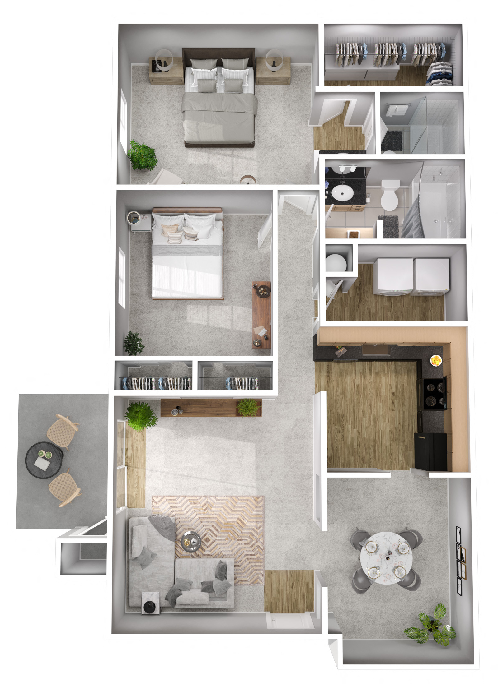 Floor plan for 2 beds, 2 baths, 1179 sqft