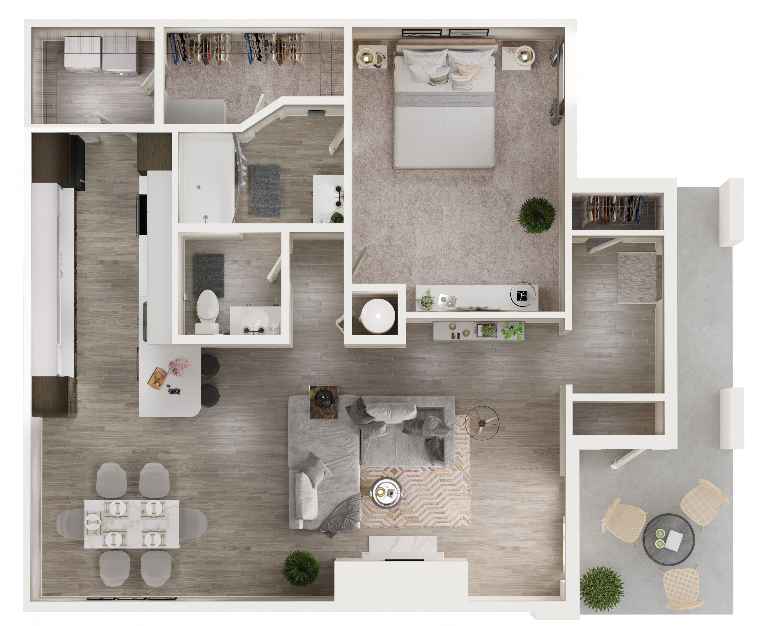 Floor plan for 1 bed, 1 bath, 1064 sqft