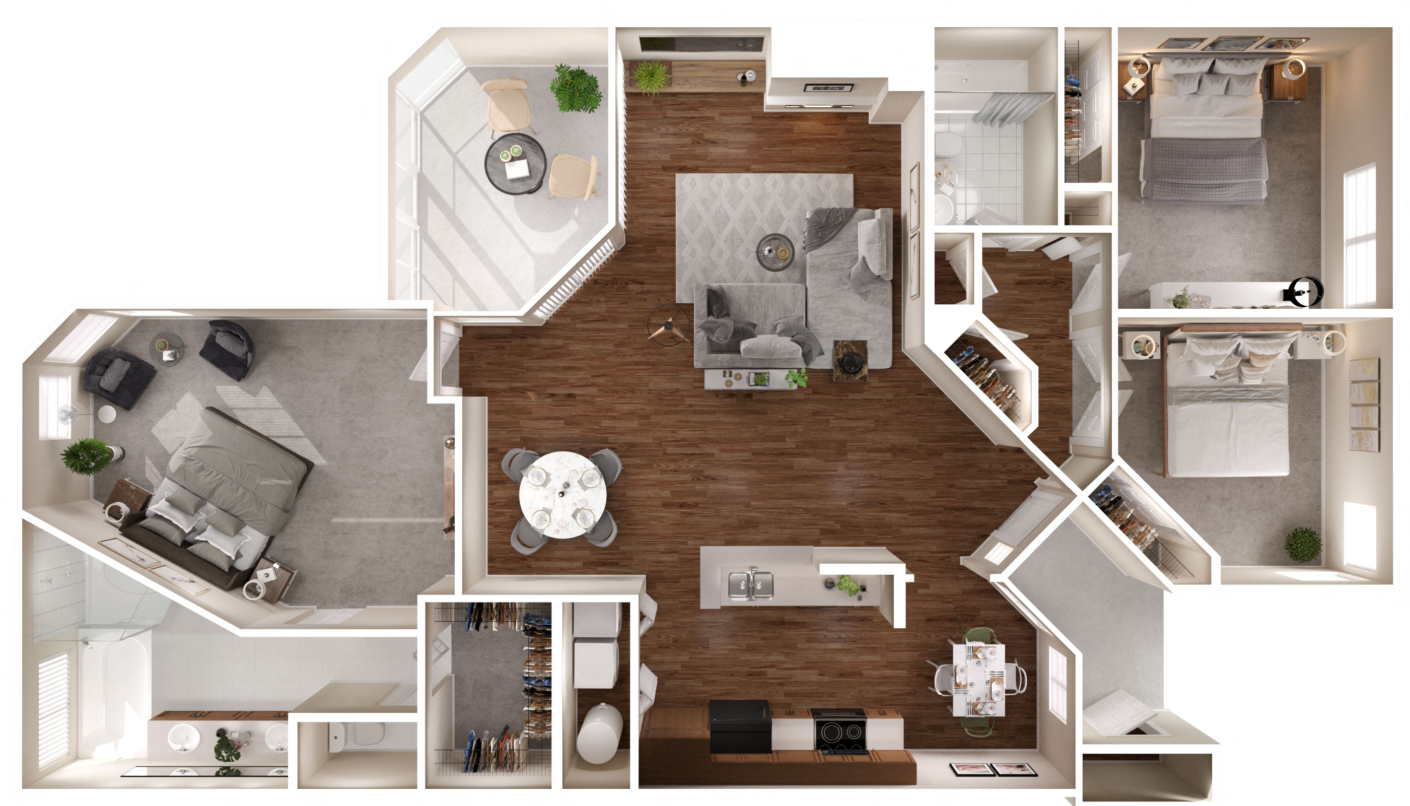 Floor plan for 3 beds, 2 baths, 1600 sqft