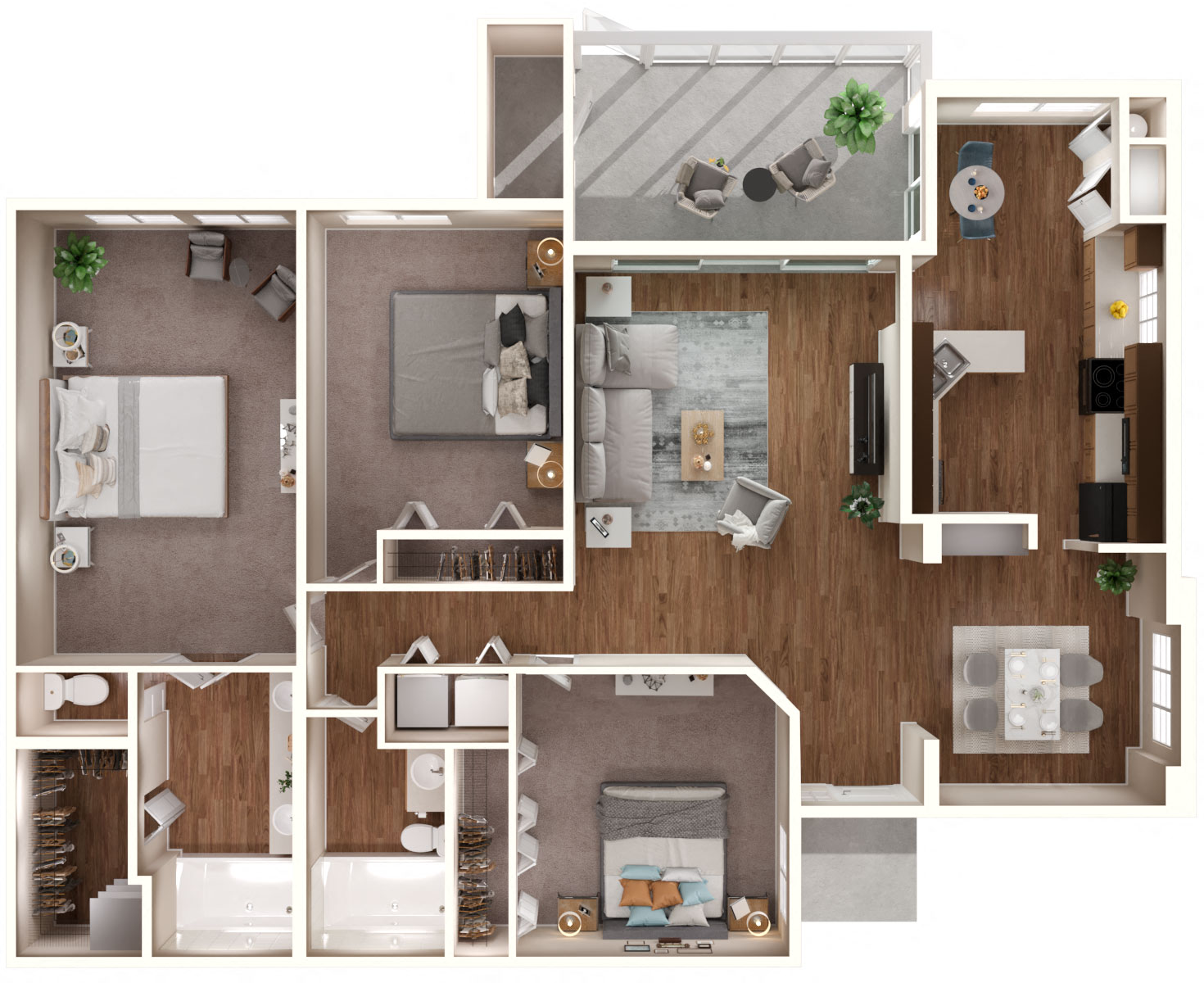 Floor plan for 3 beds, 2 baths, 1795 sqft