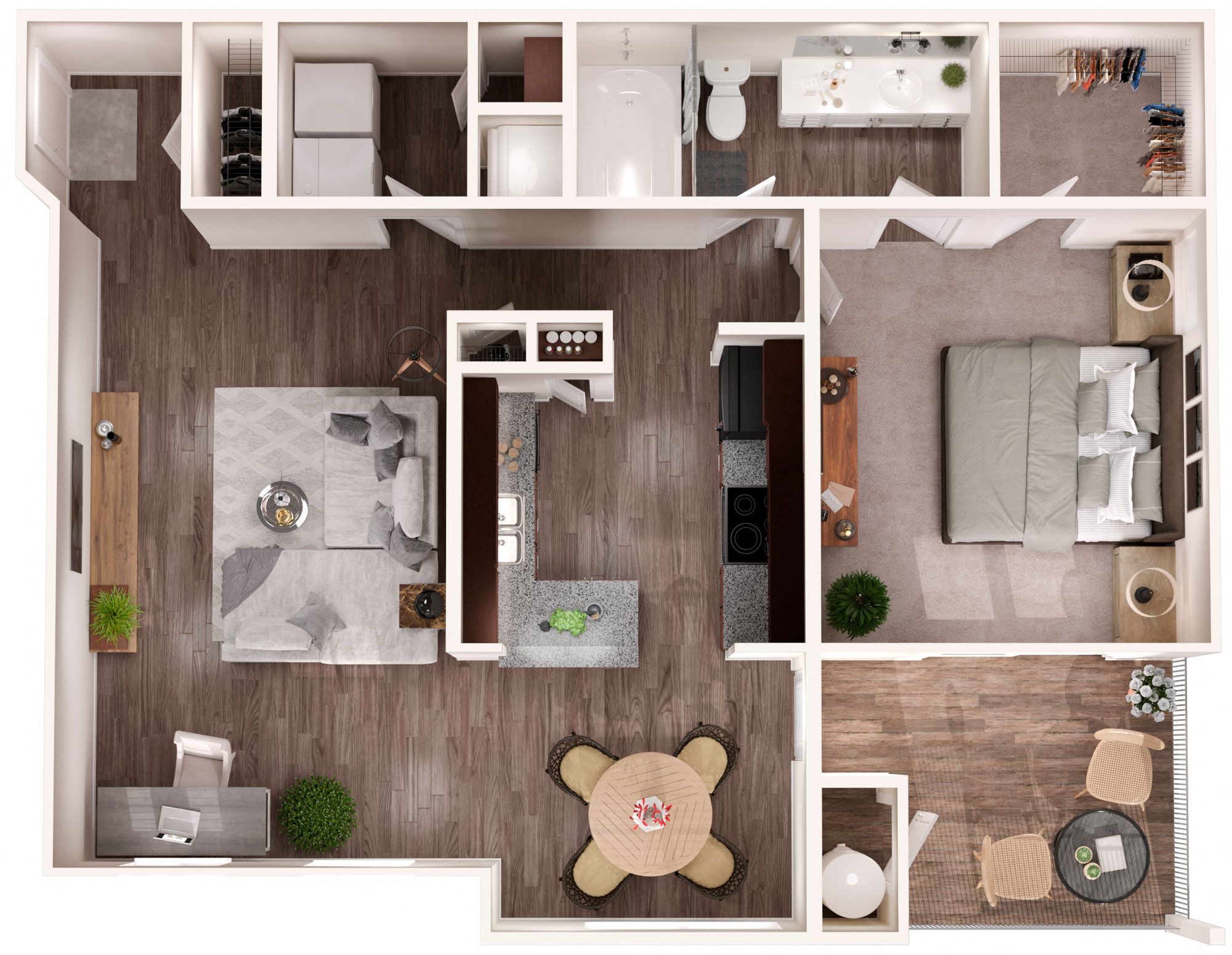 Floor plan for 1 bed, 1 bath, 856 sqft