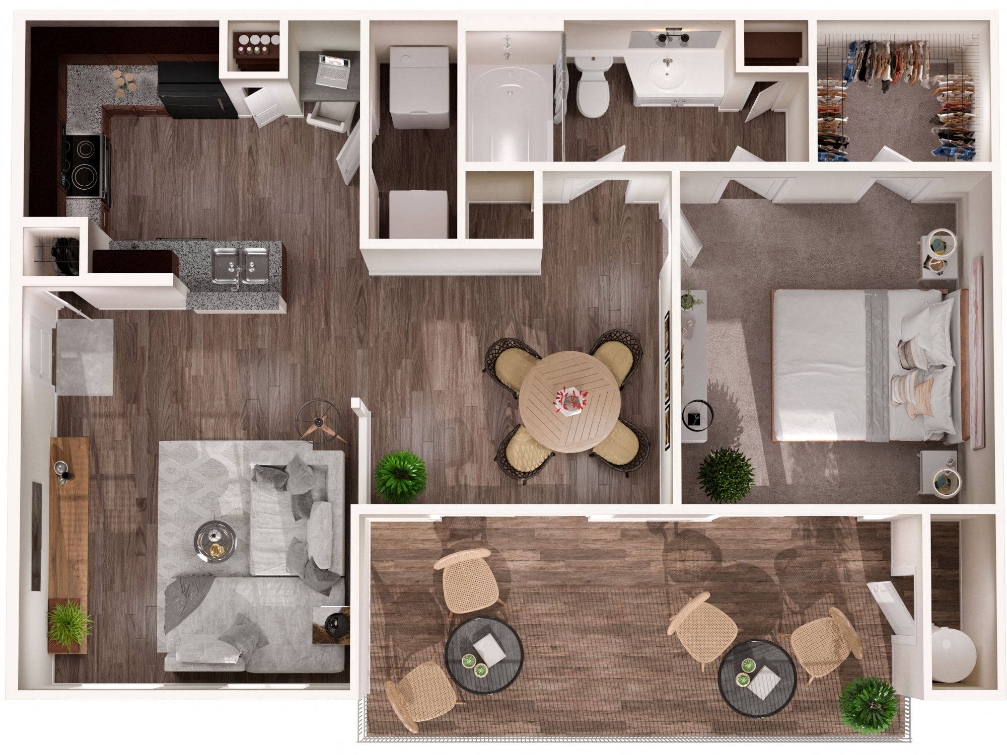 Floor plan for 1 bed, 1 bath, 794 sqft