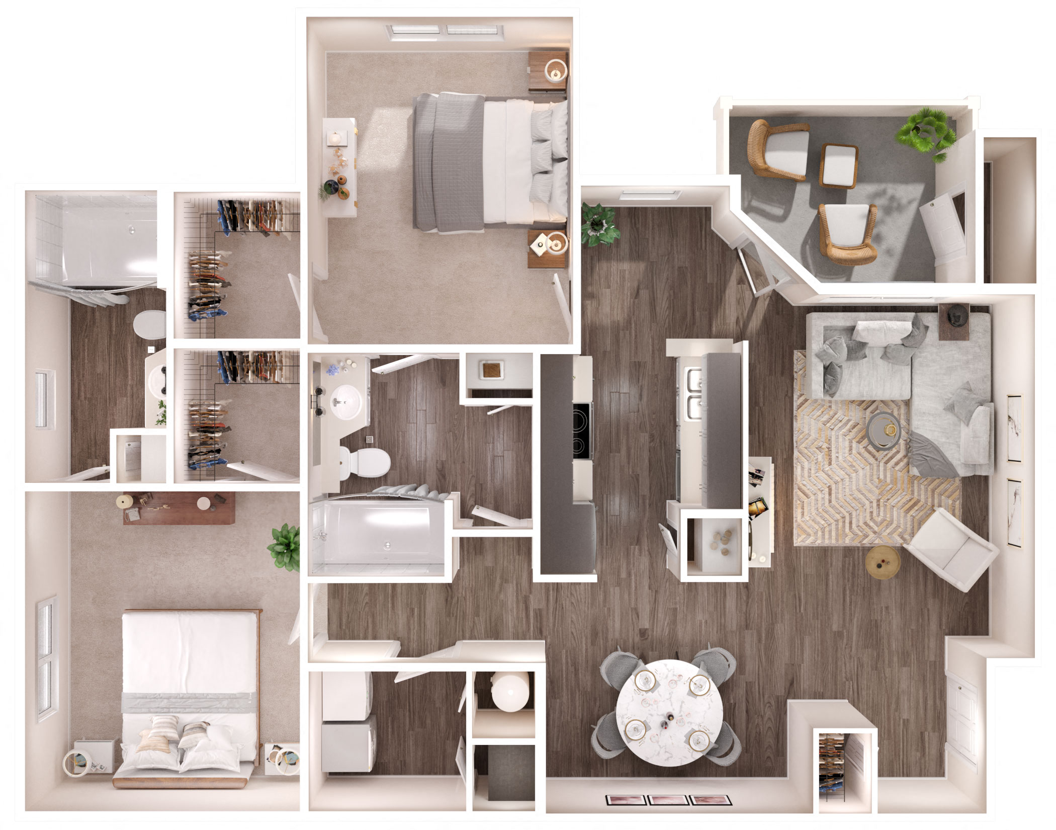 Floor plan for 2 beds, 2 baths, 1148 sqft
