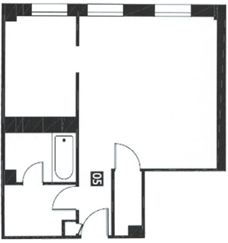 Floor plan for studio, 1 bath, 410 sqft