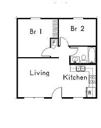 Floor plan for 2 beds, 1 bath, 680 sqft