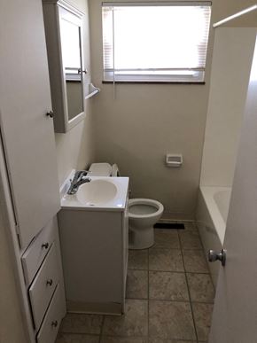 Columbus apartment for rent - A white sink and toilet in a small bathroom.